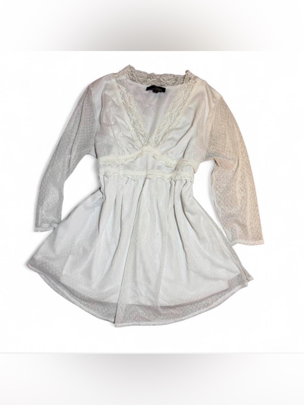 Suzanne Betro White Lace-Trim babydoll shirt